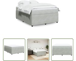 vidaXL Slaapcomfort - Boxspring - Boxspring met matras fluweel lichtgrijs 140x190 cm - Fluweel Bed - Pocketveringmatras - Topmatras