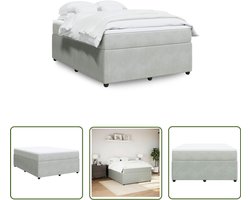 vidaXL Slaapcomfort - Boxspring - Boxspring met matras fluweel lichtgrijs 140x200 cm - Fluweel - Pocketveringmatras - Topmatras