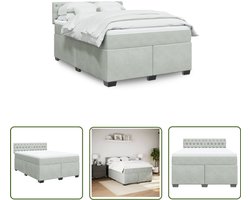 vidaXL Slaapcomfort - Boxspring - Boxspring met matras fluweel lichtgrijs 160x200 cm - Fluweel Bed - Pocketveringmatras - Nachtkast