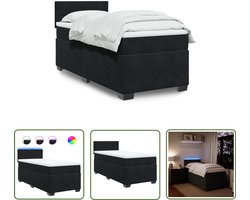 vidaXL Slaapcomfort - Boxspring - Boxspring met matras fluweel zwart 1-persoons (alleen AU) - Fluweel Bed - Zwarte Boxspring - Een Persoons Bed