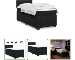 vidaXL Slaapcomfort - Boxspring - Boxspring met matras fluweel zwart 1-persoons (alleen AU) - Fluweel - Zwarte Boxspring - Een Persoons Bed