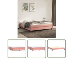 vidaXL Slaapcomfort - Boxspring Frame - Bedframe fluweel roze 180x200 cm - Velvet Bed - Rozerood Bed - Tweepersoon Bed