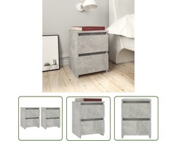 vidaXL Slaapkamer Meubilair - Nachtkastje - Nachtkastjes 2 st 30x30x40 cm bewerkt hout betongrijs - Beton Grijs - Houten Kast - Bijzettafel