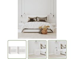vidaXL Slaapkamer Meubilair - Nachtkastjes - Nachtkastjes met lade 2 st hoogglans wit - Houten Nachtkastjes - Wit Meubel - Compacte Nachtkastjes
