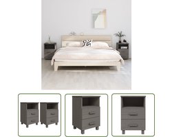 vidaXL Slaapkamerinrichting - Nachtkastje - Nachtkastjes HAMAR 2 st 40x35x62 cm grenenhout lichtgrijs - Hout Meubel - Grijze Meubels - Stapelbare Laden