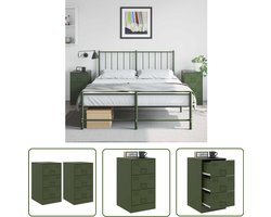 vidaXL Slaapkamerinrichting - Nachtkastjes - Nachtkastjes 2 st 34,5x39x62 cm staal olijfgroen - Staalkasten - Groene Meubels - Olijfkleur