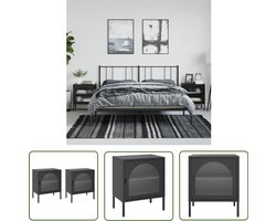 vidaXL Slaapkamermeubilair - Nachtkastjes - Nachtkastjes 2 st 50x35x60 cm glas en staal zwart - Staalkasten - Glazen Kastjes - Zwarte Meubels
