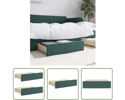 vidaXL Slaapkamerspullen - Bedladekast - Bedlades 2 st bewerkt hout en fluweel donkergroen - Opbergbox - Donkere Meubels - Kastje