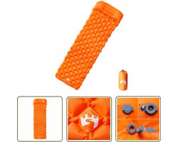 vidaXL Slaapmat - Kampeermatras - Kampeermatras met kussen opblaasbaar 1-persoons oranje - Campingmatras - Opblaasbare Matras - Outdoor Matras