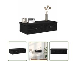 vidaXL Sleutel Set - Dynammometerset - Wandschap met lades 60x25x15 cm bewerkt hout zwart - Gereedschap - Handgereedschap - Mechaniek