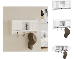 vidaXL - Sleutelkastje - 40x8,5x20 - cm - bewerkt - hout - en - staal - wit