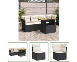 vidaXL Sleutelmaten - Dynamische Sleutel - 5-delige Loungeset met kussens poly rattan zwart - Gereedschap Mechanica - Drapers Tools - Klikmechanisme