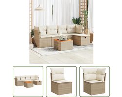 vidaXL Sleutelmaten - Dynamische Sleutel - 6-delige Loungeset met kussens poly rattan beige - Gereedschap Mechanica - Drapers Tools - Klikmechanisme