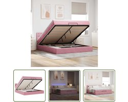 vidaXL Sleutelset - Dynamische Sleutel - Bed poef met matras en LED's 180x200 cm fluweel roze - Gereedschap Set - Mechanica Tools - Drapers Tools