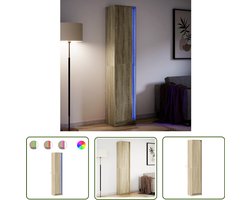 vidaXL Sleutelset - Dynamische Sleutel - Hoge kast met LED 41,5x32,5x200 cm bewerkt hout sonoma eiken - Gereedschap - Draper Tools - Klikmechanisme