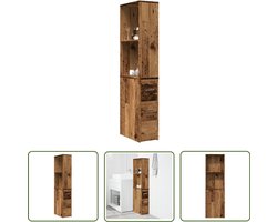 vidaXL Sleutelset - Dynamo Meter - Badkamerkast smal met wielen bewerkt hout oud houtkleurig - Gereedschap - Draperpatools - Klikmechanisme