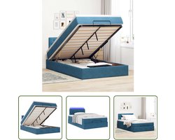 vidaXL Sleutelset - Dynamo Meter - Bed poef met matras en LED's 120x190 cm fluweel donkerblauw - Gereedschap - Klik Mechaniek - Torque Wrench