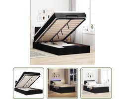 vidaXL Sleutelset - Dynamo Meter - Bed poef met matras en LED's 120x190 cm stof zwart - Gereedschap - Klik Mechanisme - Draper Tools