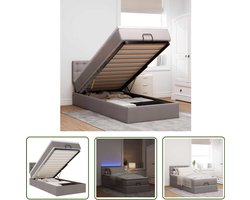 vidaXL Sleutelset - Dynamo Meter - Bed poef met matras en LED's 90x200 cm stof taupe - Gereedschap - Mechanica - Garage