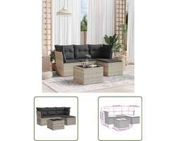 vidaXL Sleutelsysteem - Sleutel Set - 5-delige Loungeset met kussens poly rattan lichtgrijs - Draaihoek - Torque Wrench - Koppelmeter