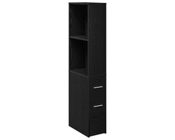 vidaXL - Smalle - badkamer - kast - Zwart - eiken - 22 - x - 41 - x - 135 - cm - Bewerkt - hout