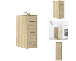 vidaXL Smalle Badkamerkast - Smalle Badkamerkasten - Badkamer Kast - Badkamerkastje - Badkamerkast smal met wielen bewerkt hout sonoma eikenkleurig