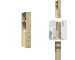 vidaXL Smalle Badkamerkast - Smalle Badkamerkasten - Badkamer Kast - Badkamerkastje - Badkamerkast smal met wielen bewerkt hout sonoma eikenkleurig