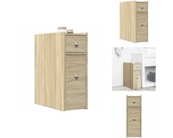 vidaXL Smalle Badkamerkast - Smalle Badkamerkasten - Badkamer Kast - Badkamerkastje - Badkamerkast smal met wielen bewerkt hout sonoma eikenkleurig