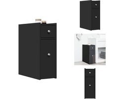 vidaXL Smalle Badkamerkast - Smalle Badkamerkasten - Badkamer Kast - Badkamerkastje - Badkamerkast smal met wielen bewerkt hout zwart
