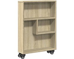 vidaXL - Smalle - Opbergtrolley - Sonoma - Eiken - 48x13x68 - cm - Bewerkt - Hout