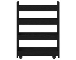 vidaXL - Smalle - Opslag - Trolley - Zwart - Eiken - 60 - x - 20 - x - 82 - cm - Bewerkt - hout