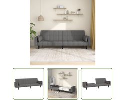 vidaXL Sofa Bed - Slaapbank - Slaapbank 2-zits met 2 kussens stof lichtgrijs - Tweepersoonsbanken - 2 Persoons Bank - Grijs Sofa