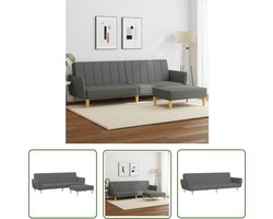 vidaXL Sofa Bed - Slaapbank - Slaapbank 2-zits met kussens en voetenbank stof donkergrijs - 3 Persoons Bank - Lounge Set - Meubels