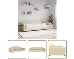 vidaXL Sofa Bed - Slaapbank - Slaapbank 90x200 cm stof crèmekleurig - Daybed - Creme Kleur - Multifunctioneel Meubilair