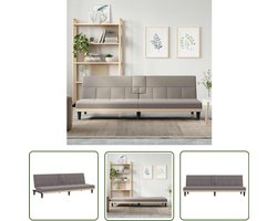 vidaXL Sofa Bed - Slaapbank - Slaapbank met bekerhouders stof taupe - Tweepersoons Bank - Lounge Bank - Design Bank