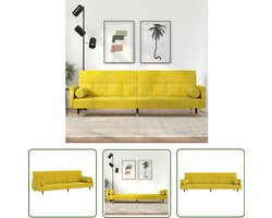 vidaXL Sofa Bed - Slaapbank - Slaapbank met kussens fluweel geel - Fluweel Bank - Gele Bank - Chesterfield Bank
