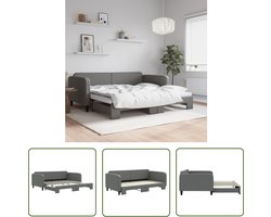 vidaXL Sofa Bed - Slaapbank - Slaapbank met onderschuifbed 100x200 cm stof donkergrijs - Tweepersoonsbed - Donkere Kleuren Meubels - Meubilair Livingroom