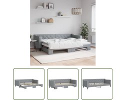 vidaXL Sofa Bed - Slaapbank - Slaapbank met onderschuifbed 80x200 cm stof lichtgrijs - Tweepersoonsbed - Lounge Meubilair - Living Room Furniture