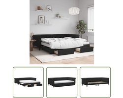vidaXL Sofa Bed - Slaapbank - Slaapbank met onderschuifbed en lades 100x200 cm fluweel zwart - Tweepersoonsbed - Onderschuifbed - Boxspring