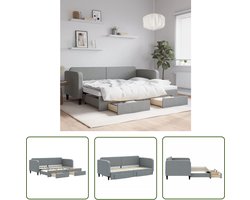 vidaXL Sofa Bed - Slaapbank - Slaapbank met onderschuifbed en lades 80x200 cm stof lichtgrijs - Kanapé Convertible - 2 Persoons Bed - Boxspring