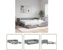 vidaXL Sofa Bed - Slaapbank - Slaapbank met onderschuifbed en lades 90x190 cm stof lichtgrijs - Onderschuifbed - Twee Persoons Bed - Opbergruimte