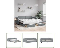 vidaXL Sofa Bed - Slaapbank - Slaapbank met onderschuifbed en lades 90x200 cm stof lichtgrijs - Tweepersoonsbed - Opbergruimte - Boxspring