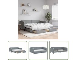 vidaXL Sofa Bed - Slaapbank - Slaapbank met onderschuifbed en lades 90x200 cm stof lichtgrijs - Zweefdeur - Boxspring - Meubels