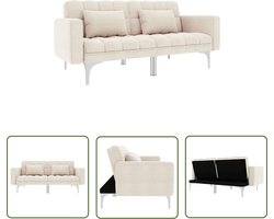 vidaXL Sofa Bed - Slaapbank - Slaapbank stof crème - Tweepersoonsbed - Creme Kleurige Bank - Banksofa