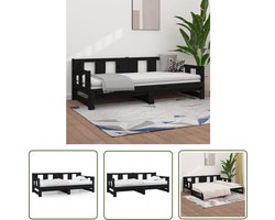 vidaXL Sofa Bed - Slaapbank - Slaapbank uitschuifbaar massief grenenhout zwart 2x(80x200) cm - Daybed - Houten Bed - Grenenhouten Bed