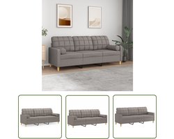 vidaXL Sofa - Drie Zits Bank - Driezitsbank met sierkussens 180 cm stof taupe - Banks Kopen - Lounge Meubels - Woonkamer Meubilair