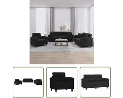 vidaXL Sofa - Loungebank - 3-delige Loungeset met kussens microvezelstof zwart - Bankstel - Salonmeubilair - Hoekbank