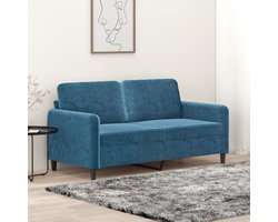 vidaXL Sofa - Tweezitsbank - Tweezitsbank 140 cm fluweel blauw - Fluweel Bank - Blauwe Bank - Salontafel