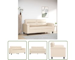 vidaXL Sofa - Tweezitsbank - Tweezitsbank 140 cm microvezelstof beige - Microvezel - Beige - Salontafel