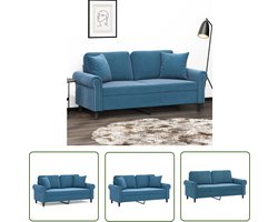 vidaXL Sofa - Tweezitsbank - Tweezitsbank met sierkussens 140 cm fluweel blauw - Blauwe Bank - Velvet Bank - Lounge Meubilair
